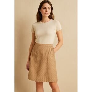 Elevenses Polka Dot A-Line Skirt Neutral Cotton Blend Size 0
